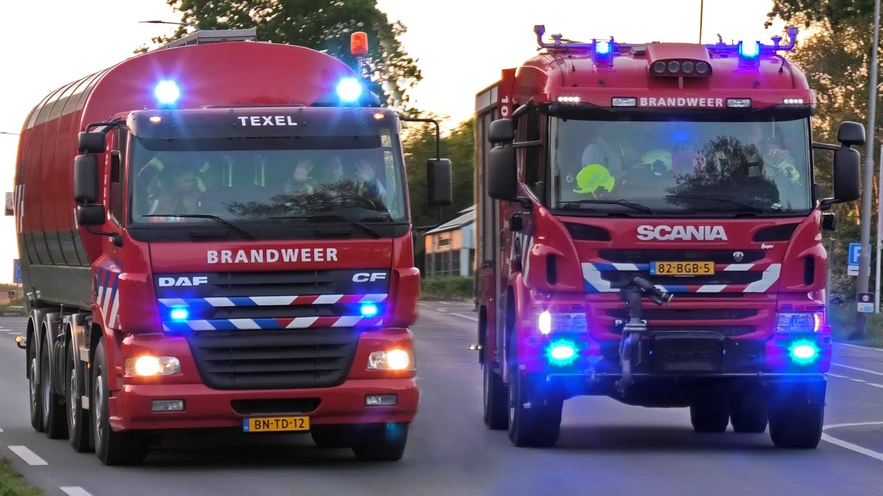 [Ex melkwagen] Brandweer Texel rukt uit met de tankwagen & TS voor nablussen meierblis Den Burg