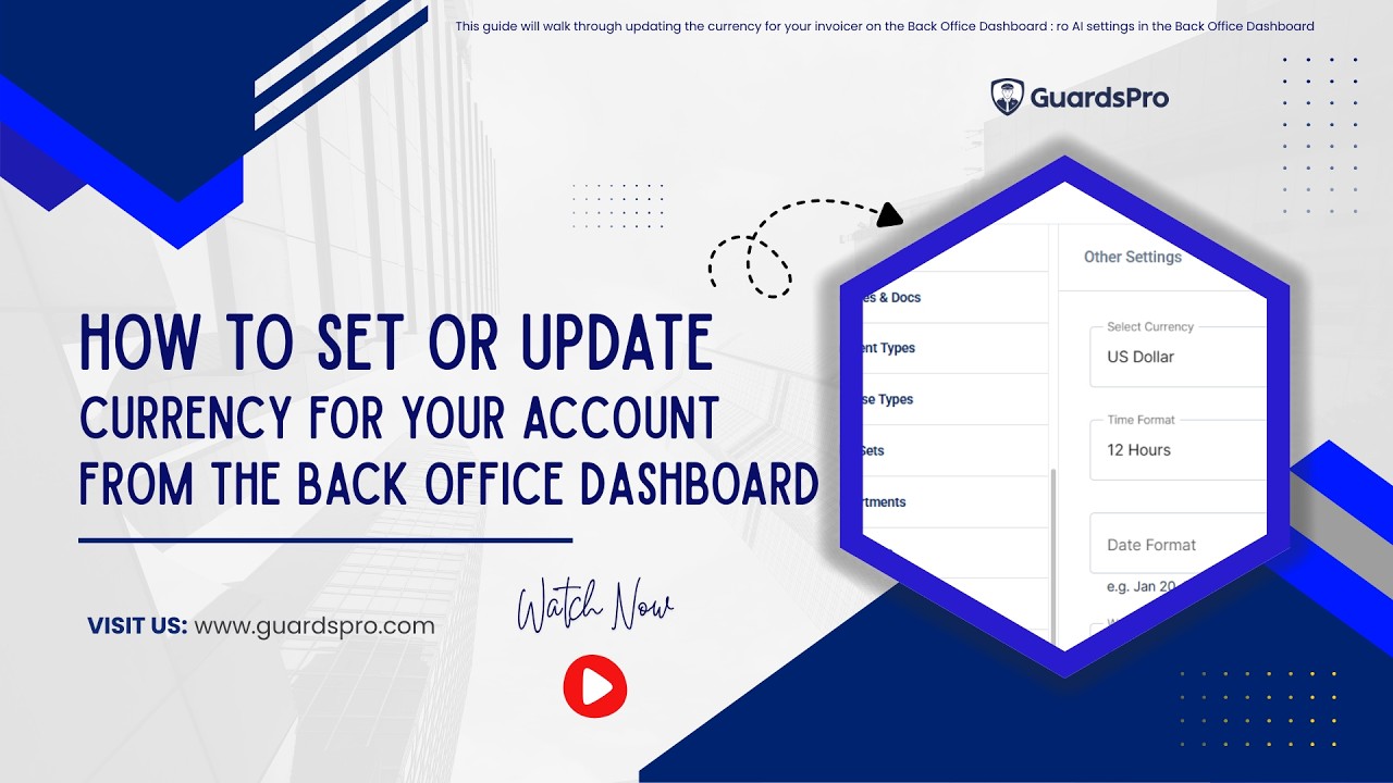 How to set or update currency for your account from the Back Office Dashboard? -Support Center Video