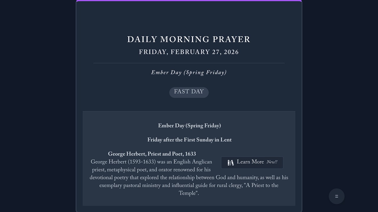 Morning Prayer & Litany, Friday 27 February 2026, BCP 2019: Psalm 140, Exodus 6, Matthew 12:1-21