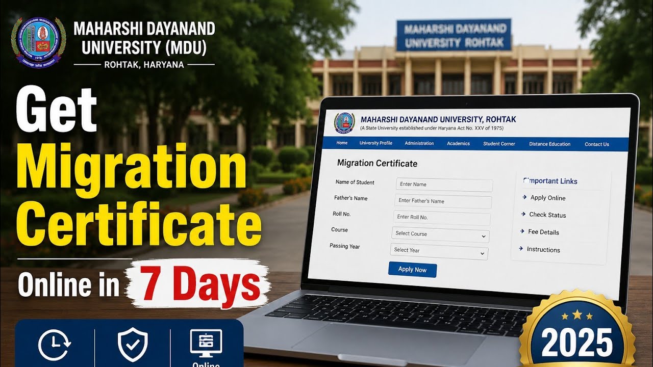 How to get Migration Certificate online within 7 Days 2025 I Maharshi Dayanand University