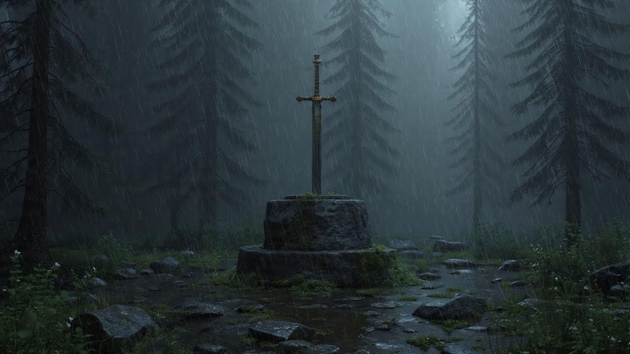 Celtic Forest Rain with Legendary Sword | Dark Fantasy Ambience