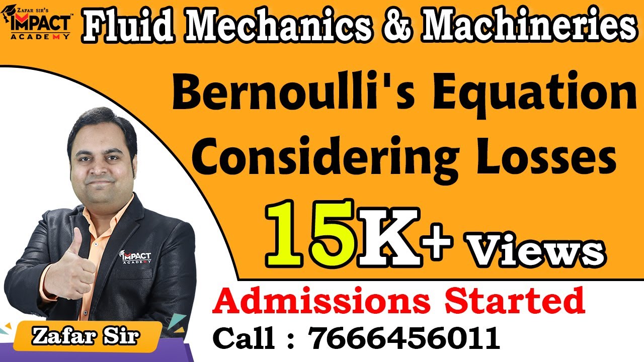 Bernoulli's Equation Considering Losses | Fluid Mechanics & Machineries #engineering #gateexam2026