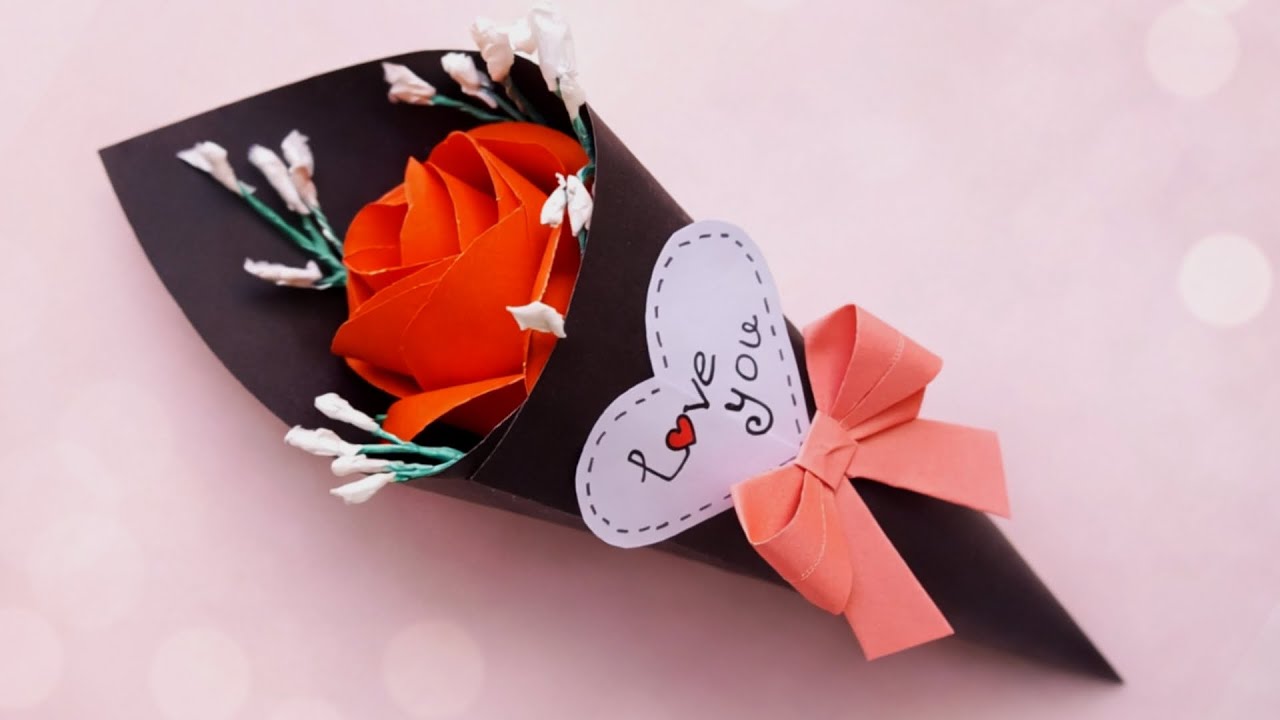 How to Make Origami Paper Flower Bouquet | DIY Paper Valentine Gift Idea | Easy Paper Craft 