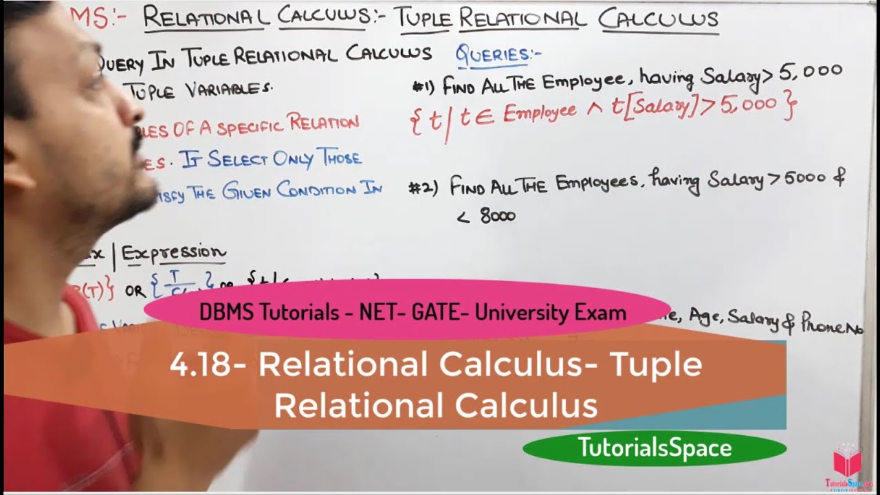 4.18- Tuple Relational Calculus In dbms | Relational calculus | dbms course online | Tuple