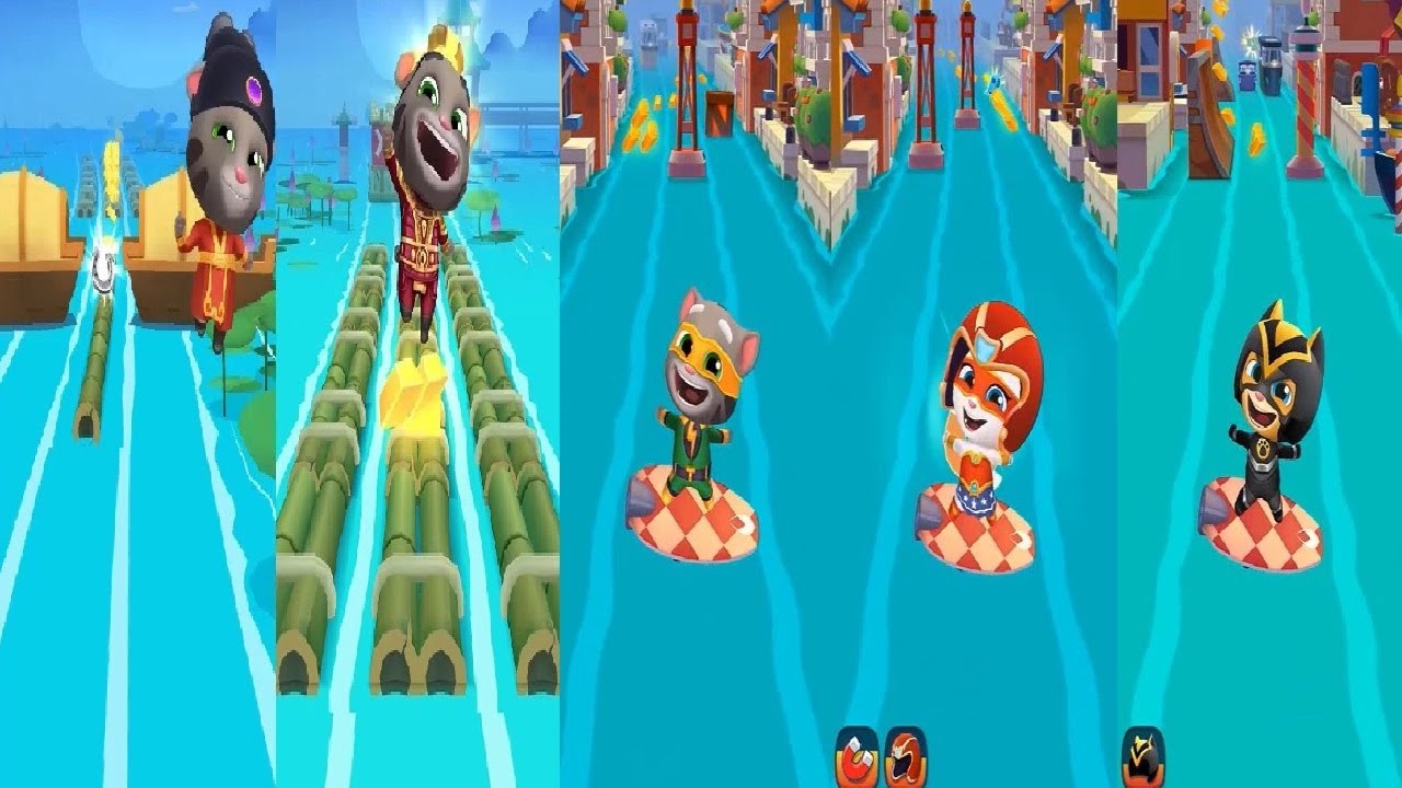Talking Tom Gold Run Chinese Version VS Venice Canal Fortune Tom VS GENERAL TOM SUPER ANGELA GINGER