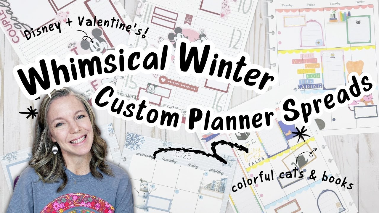Whimsical Winter Custom Planner Spreads | Cozy, Disney, and Cat-Themed Layouts