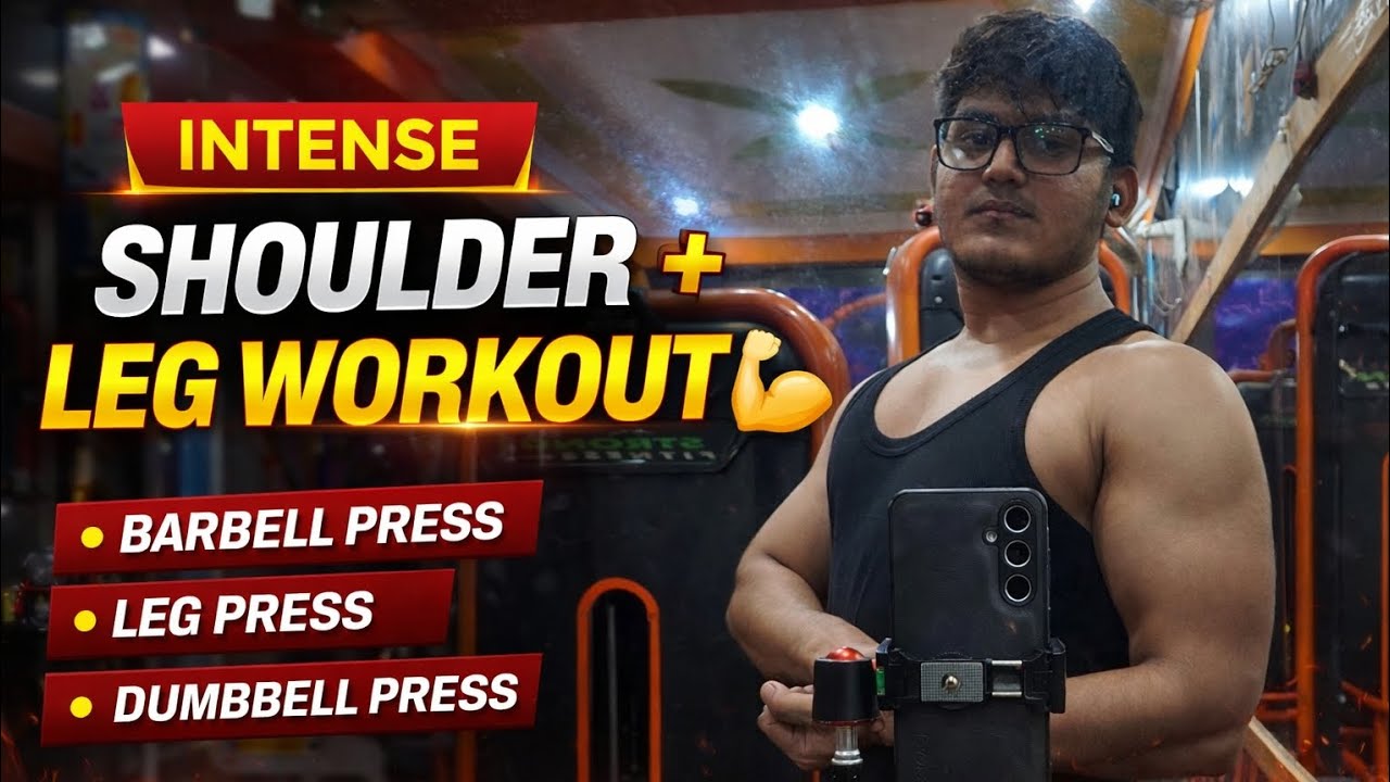 Shoulder & Leg Workout                      Barbell Press se Leg Press Tak 💪🔥