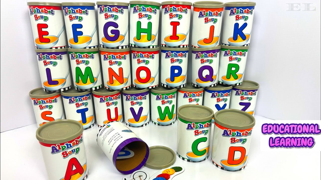 Kids Learning Activity | Learn  with Alphabet Soup Can Surprises!