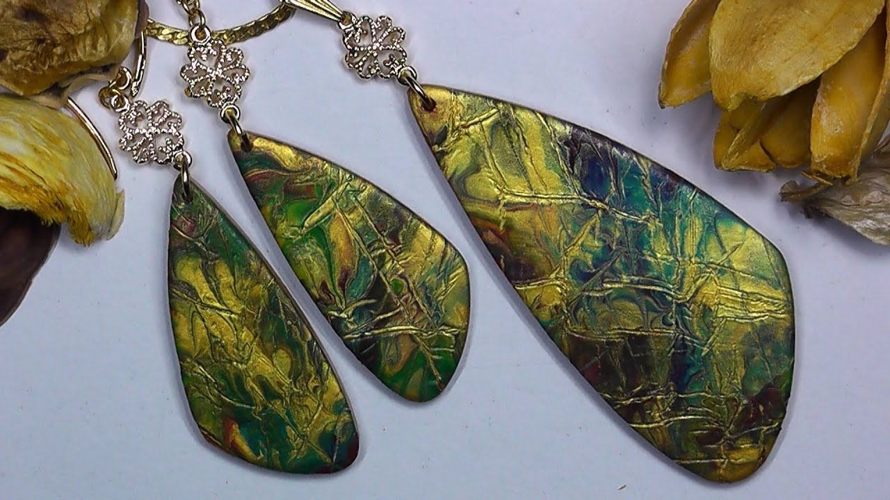 Crackle Effect With Acrylic Ink - Acrylic Pouring Technique On Polymer Clay (Part 2)