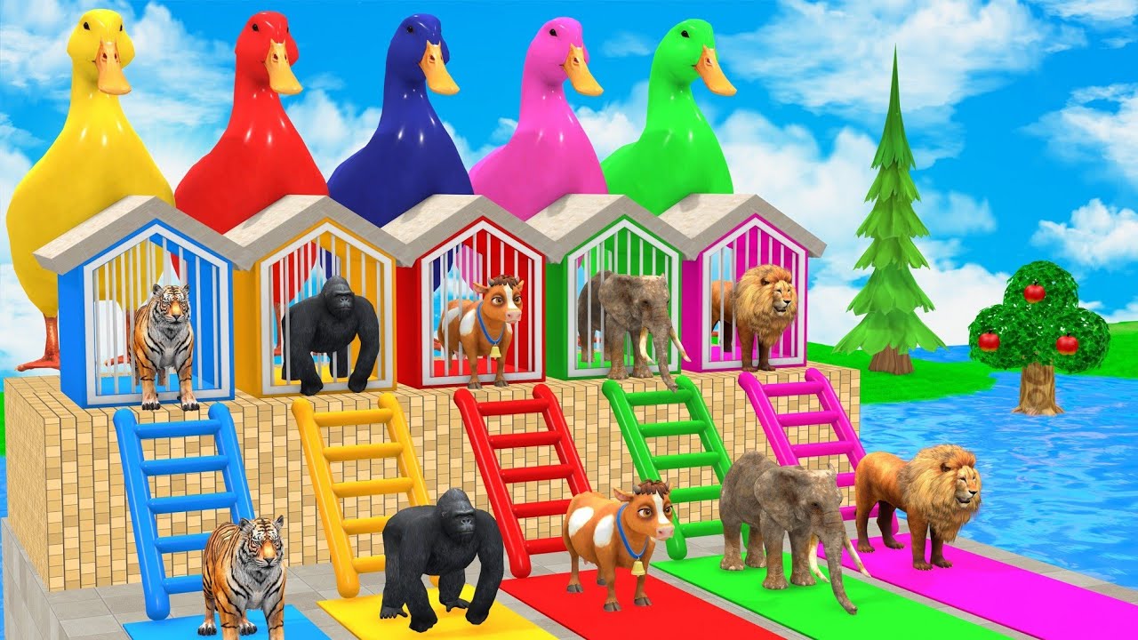 Crazy Animal Physics on Giant Slide - Funny 3D Game