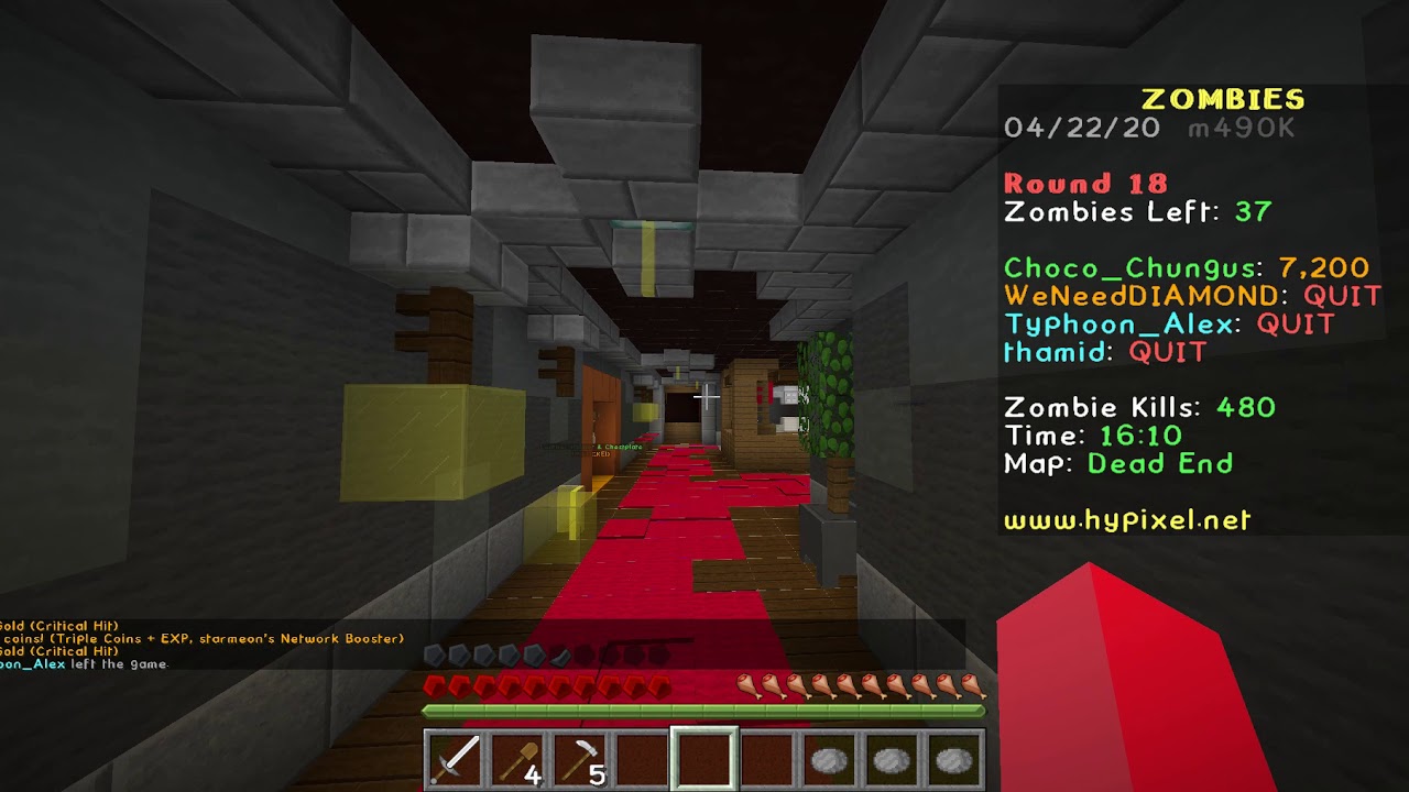Hypixel Zombies Dead End- solo wr (30:51)