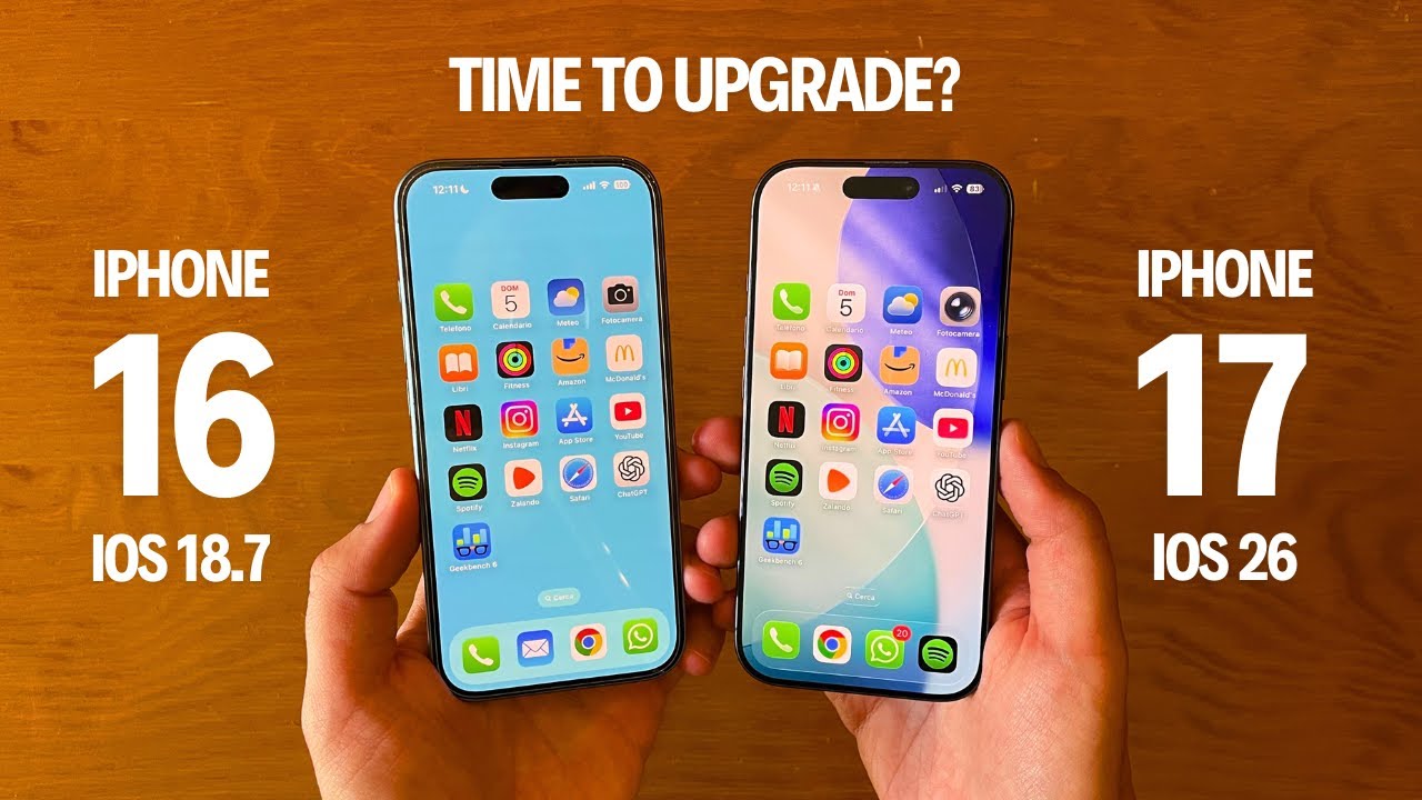 iPhone 17 против iPhone 16 iOS 18.7 — тест скорости, оперативной памяти, анимации!