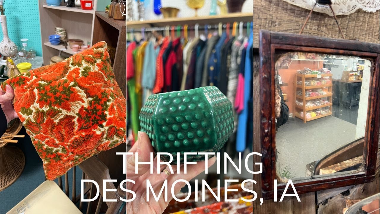 Thrift with me in Des Moines, Iowa - Vintage thrifting, decorating & haul