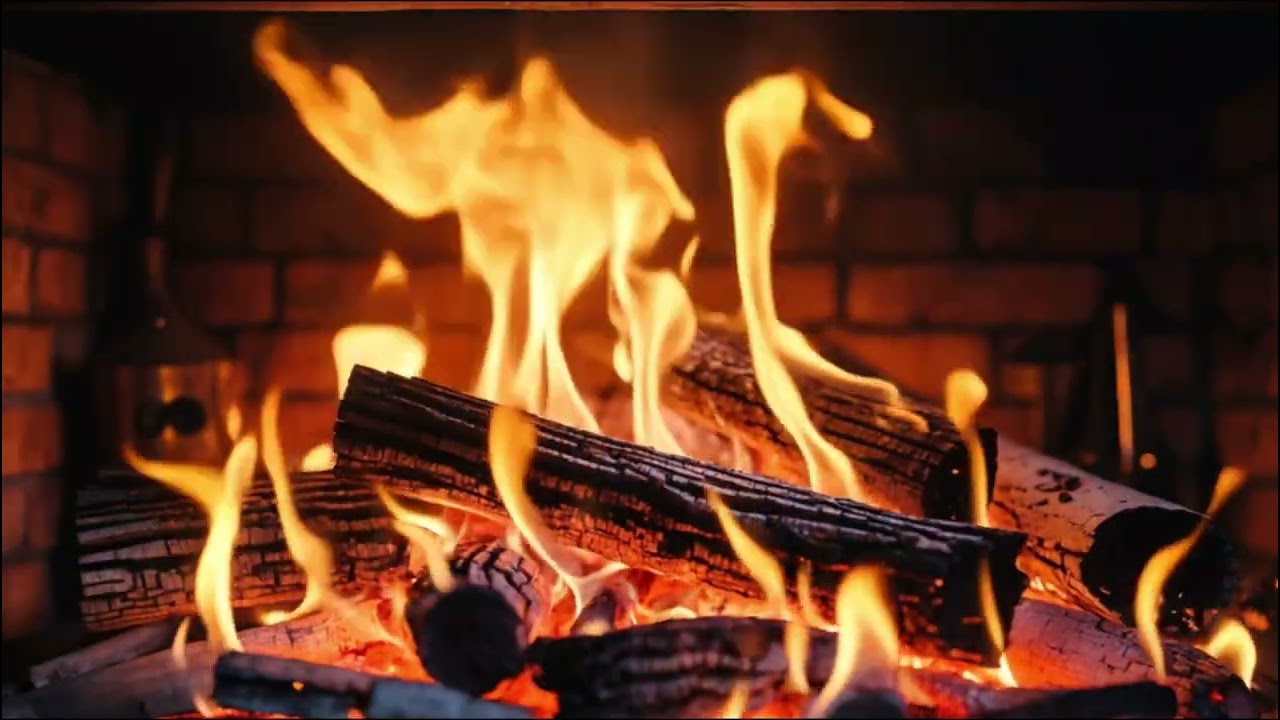 Let Go of Stress & Find Comfort in a Glowing Fireplace with Gentle Flames and Soft Crackles