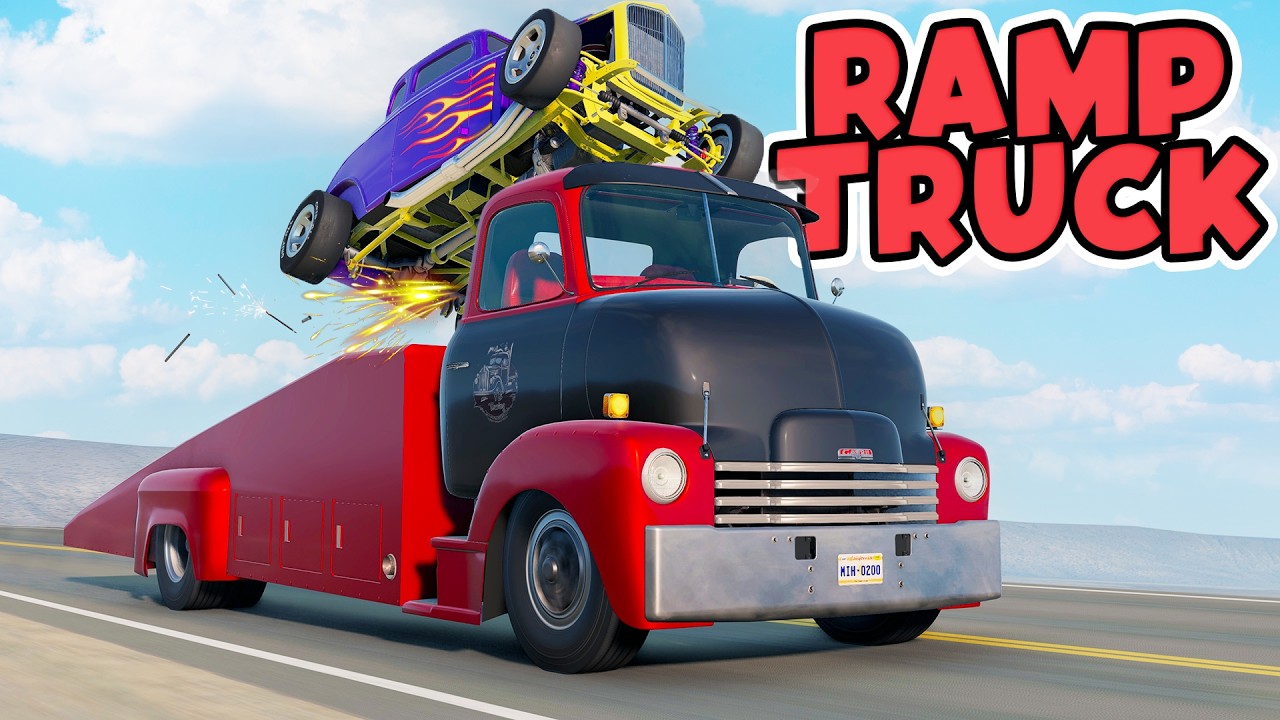 Jumping A RAMP Truck At 100+ MPH In BeamNG Is Insanely Fun...& Destructive