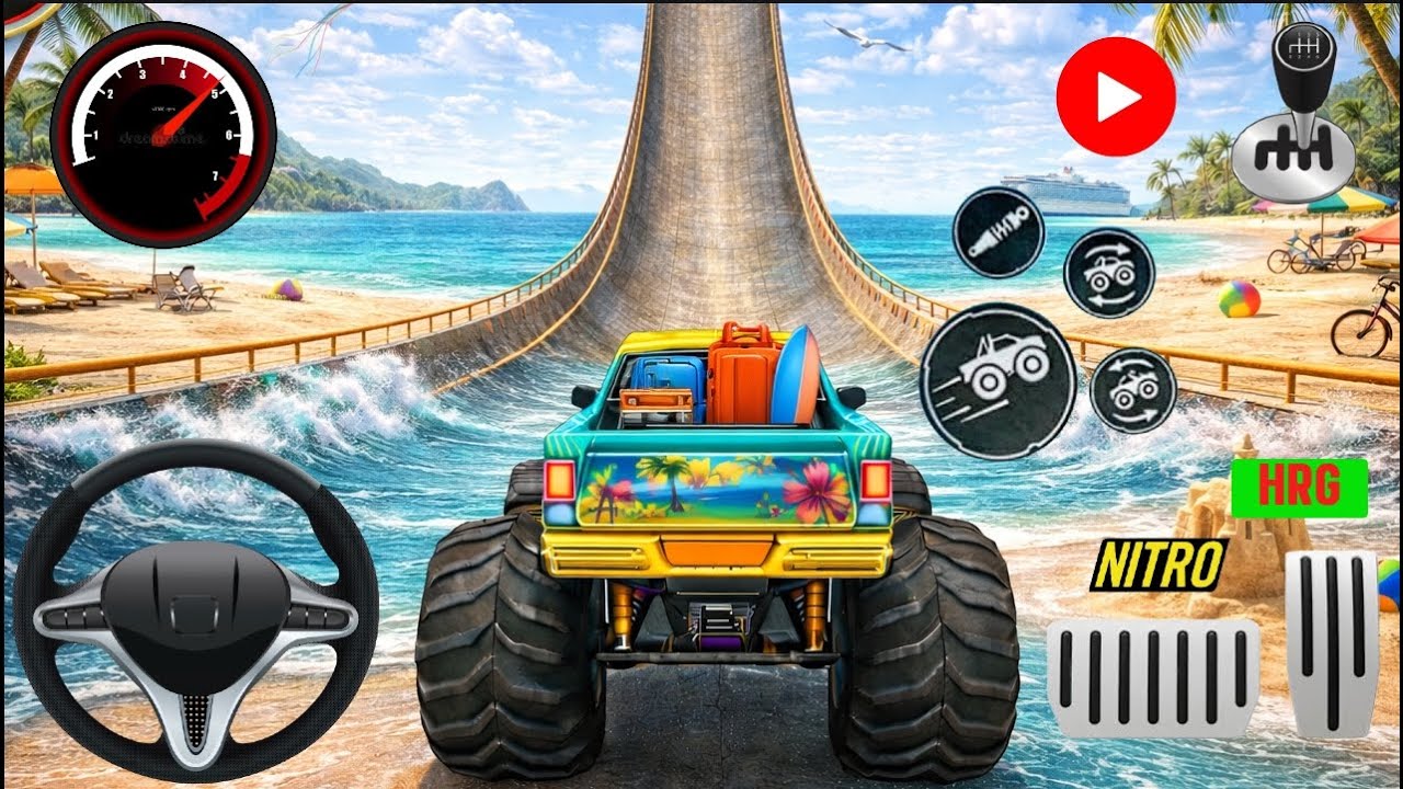 Monster Stunts Truck Master: Impossible Tracks & Crazy Flips Mobil Android GamePlay