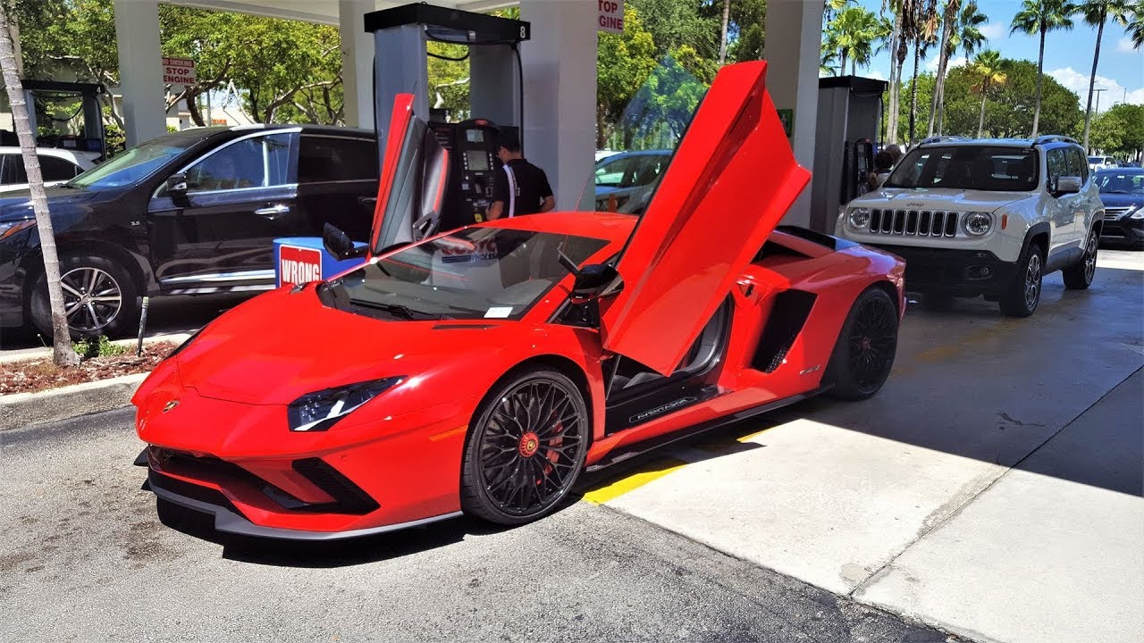 Lamborghini Aventador S LP740-4 LOUD ANGRY RED BULL RIDE From Lamborghini Miami