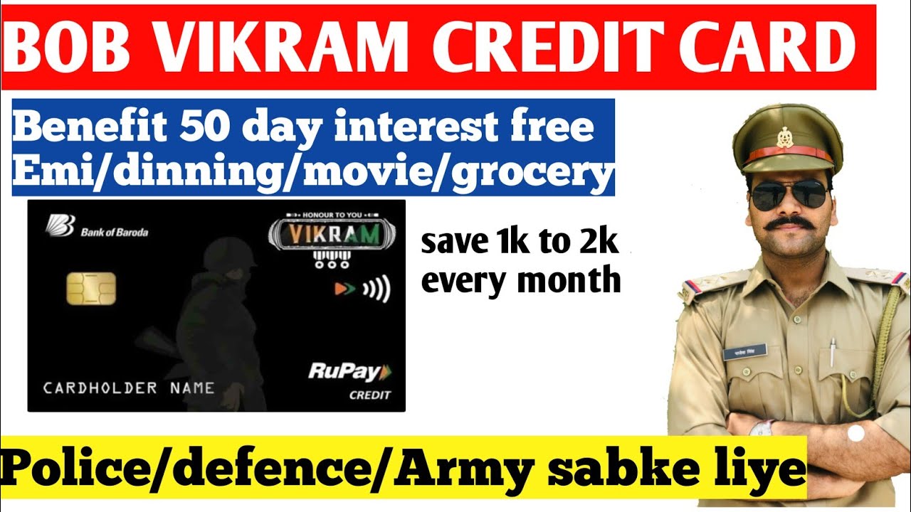 Bob vikram credit card benifit | police /defence sabke liye | save 1k every month |bank of baroda