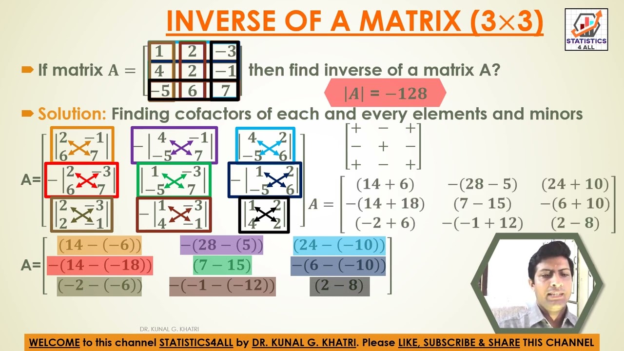 INVERSE OF A MATRIX EXAMPLES @STATISTICS4ALL #STATISTICS4ALL #MATRICES #INVERSEOFMATRIX