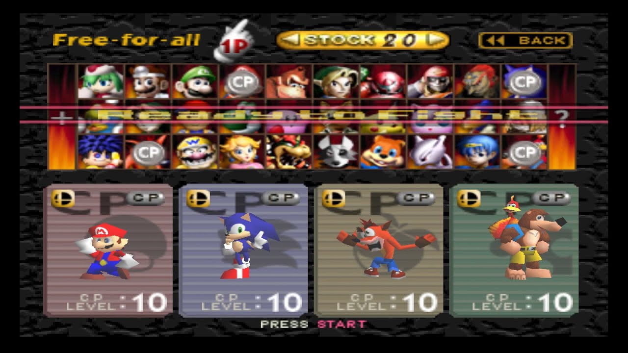 Smash Remix: Mario Vs Sonic Vs Crash Bandicoot Vs Banjo Kazooie (CPU Battle!)