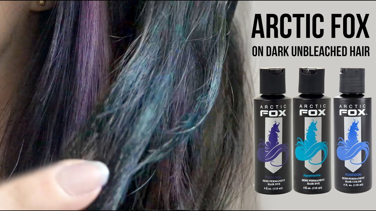 Arctic Fox Hair Dye on Dark Unbleached Hair (Purple Rain, Aquamarine & Poseidon)