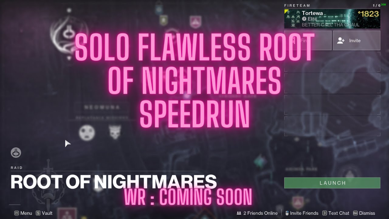 Solo Flawless Root of Nightmares Speedrun PB - 67:44