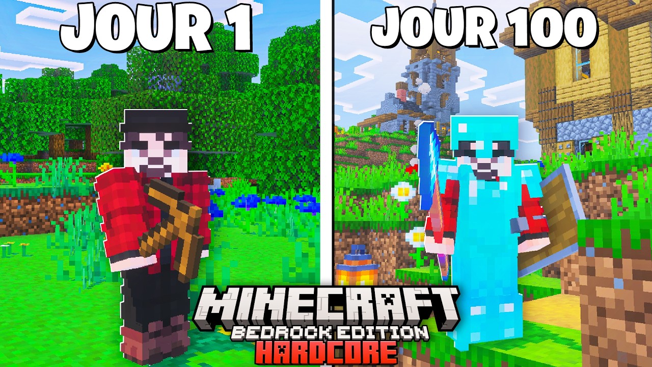 J'ai Surv&eacute;cu 100 JOURS sur Minecraft BEDROCK en Hardcore