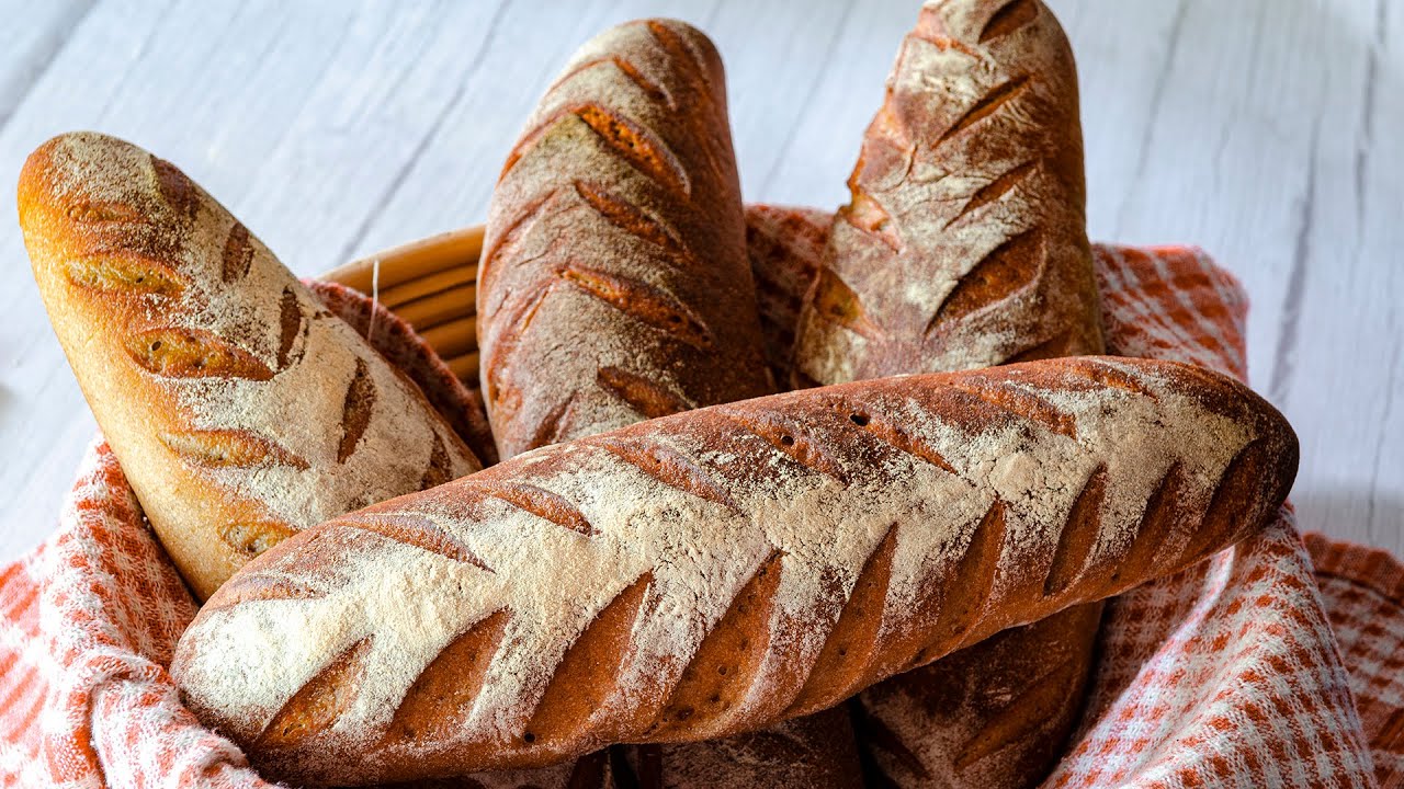 Einfache Roggenbaguettes selber backen - Sauerteig trocknen