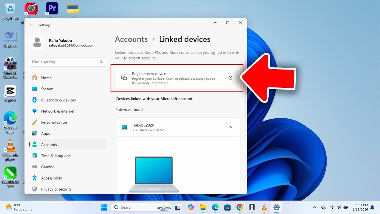 Как зарегистрировать устройство в учетной записи Microsoft | Windows 11