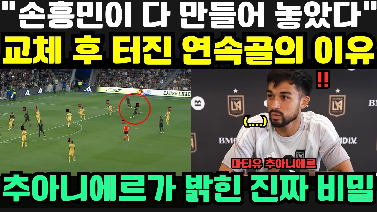 “손흥민이 빠지자 왜 더 연속골이 터졌을까?!” — 멀티골 주인공 마티유 추아니에르의 충격 고백, LAFC 4연승 뒤에 숨겨진 손흥민의 진짜 영향력