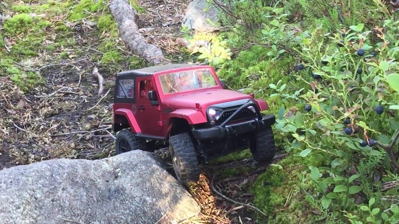 RC crawling on hiking trail with 1/14th scale RC Jeep