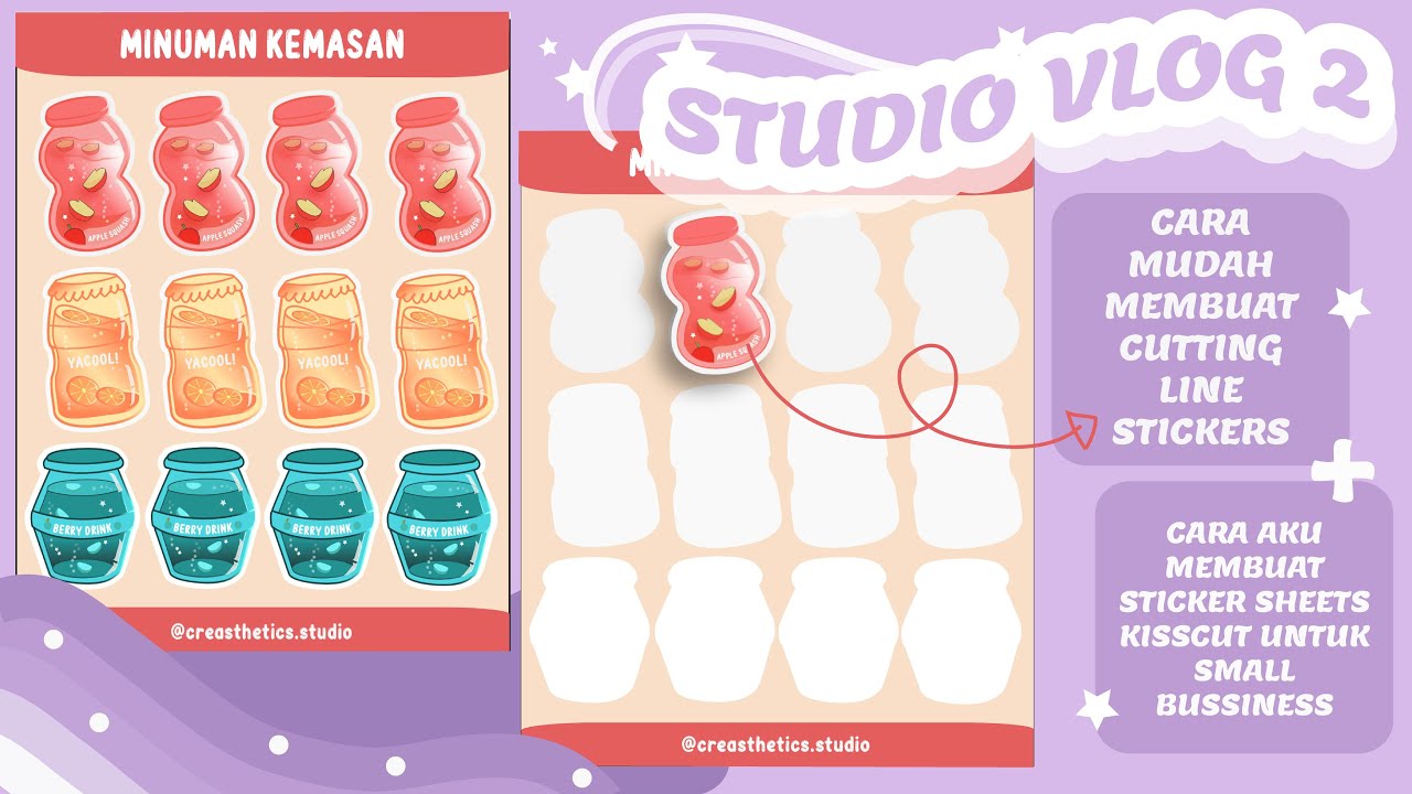 STUDIO VLOG 2 : Cara Mudah Membuat Sticker Kiss Cut di Adobe Illustrator || Indonesia
