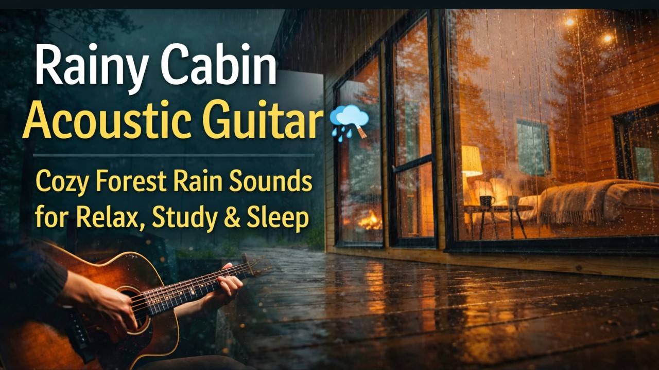 Rainy Cabin Ambience 🎸🌧️ | Soothing Acoustic Guitar for Relaxation & Peace