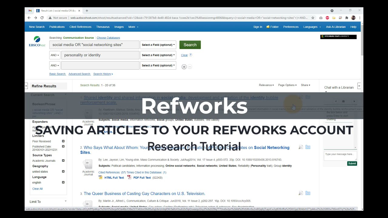 Saving articles with RefWorks