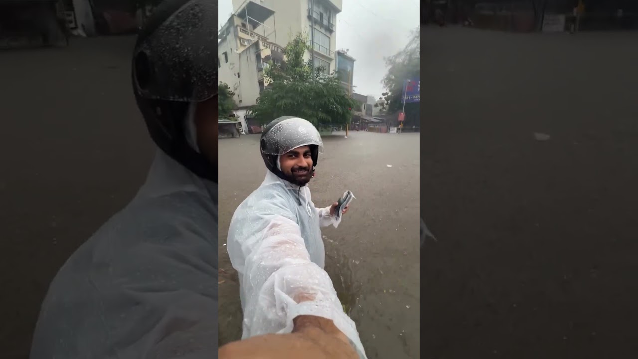 Driving a Submarine or a Bike? Extreme City Floods! 🌊🛵 #flood #shorts