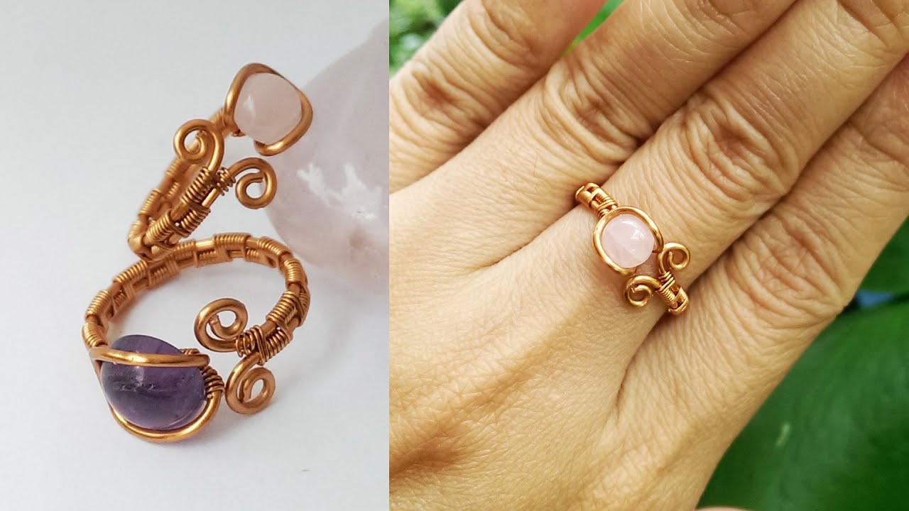 Simple flower buds ring adjustable size - Jewelry with stones without holes 321