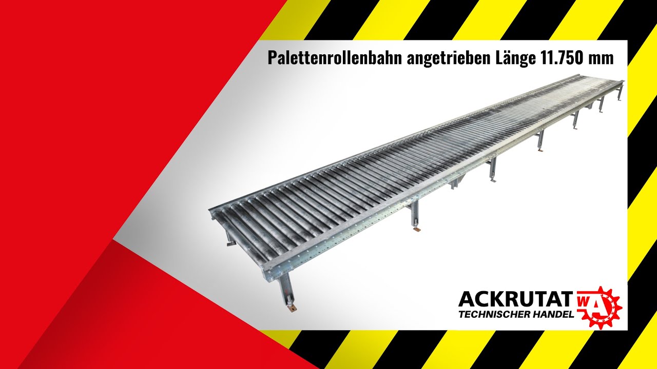 🗜️Palettenrollenbahn Länge 11.750 mm Förderbreite 1.320 mm Produktvideo | Ackrutat-Shop