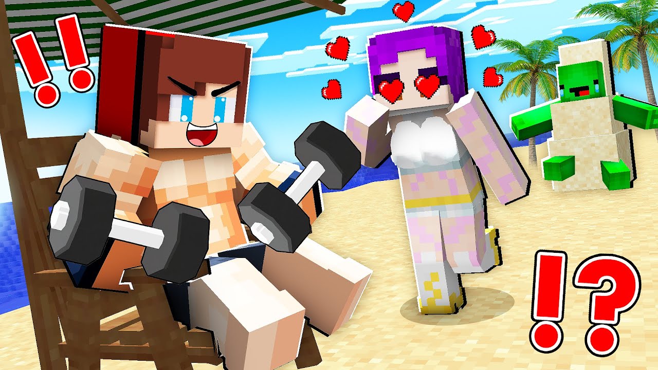 RUMI KPOP DEMON HUNTERS Loves STRONG JJ at the BEACH !? Mikey is JEALOUS - Maizen Minecraft