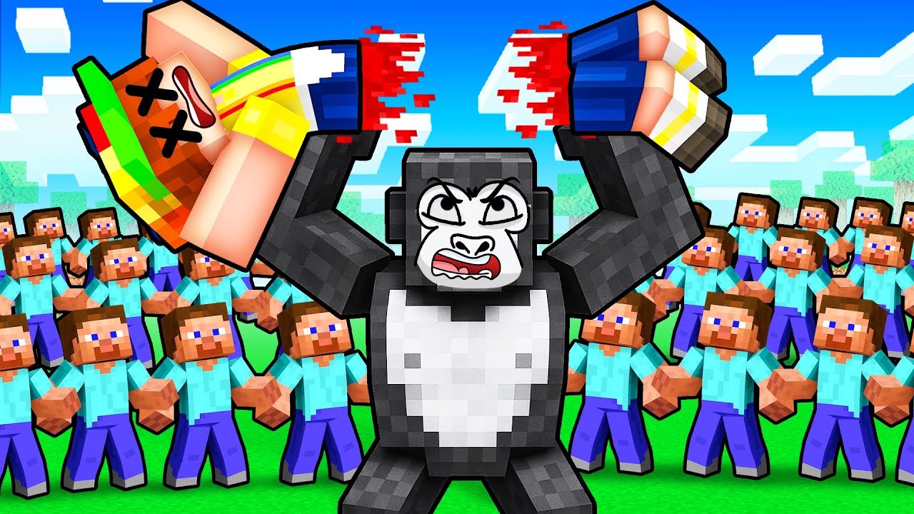 100 People VS 1 Gorilla In Minecraft!