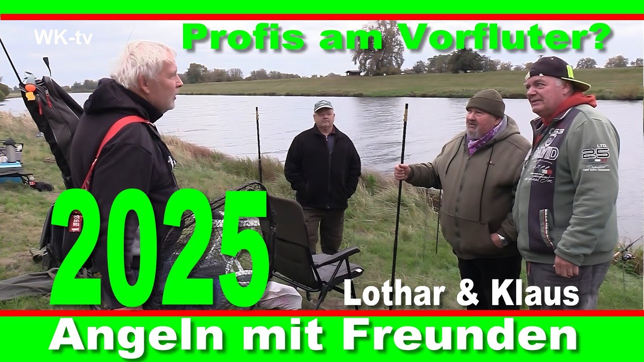 Lothar und Klaus am Vorfluter in Quitz&ouml;bel, Angeln mit Freunden - Was macht der Wels, Aal und Hecht?