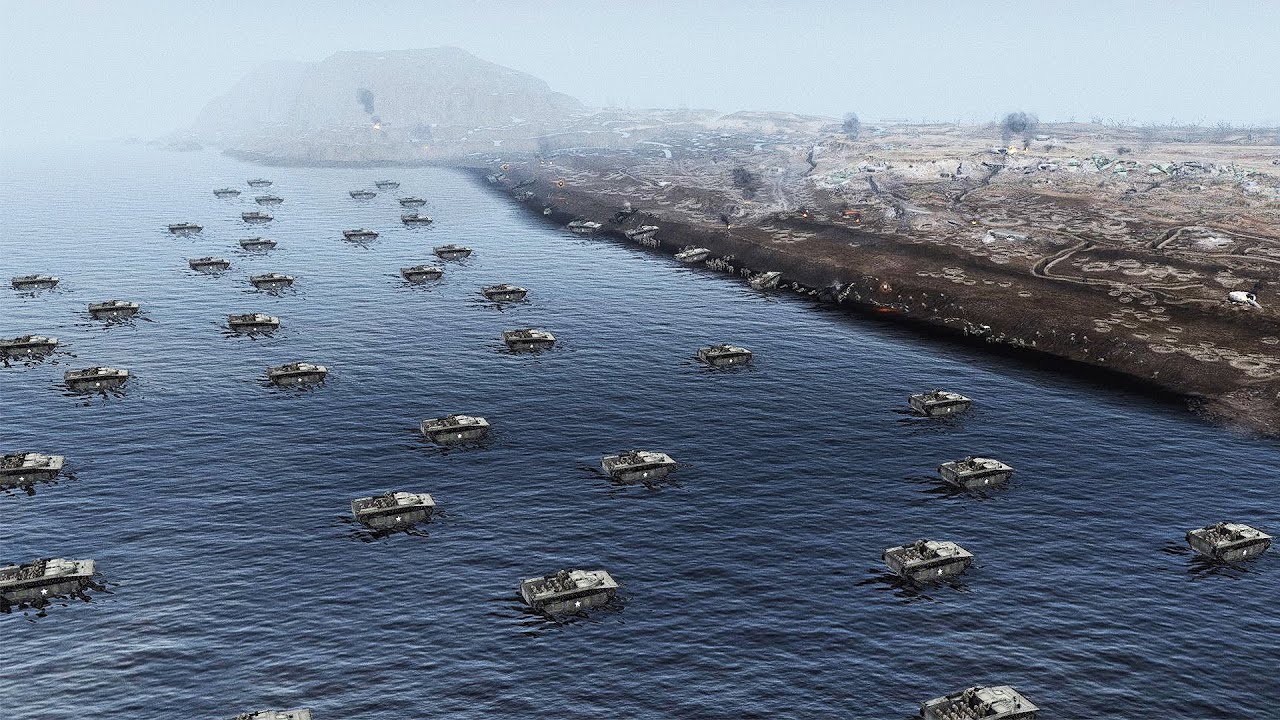 INSANE 110,000+ US Marines Invade Iwo Jima 1945 - Massive Full-Scale Invasion Simulation