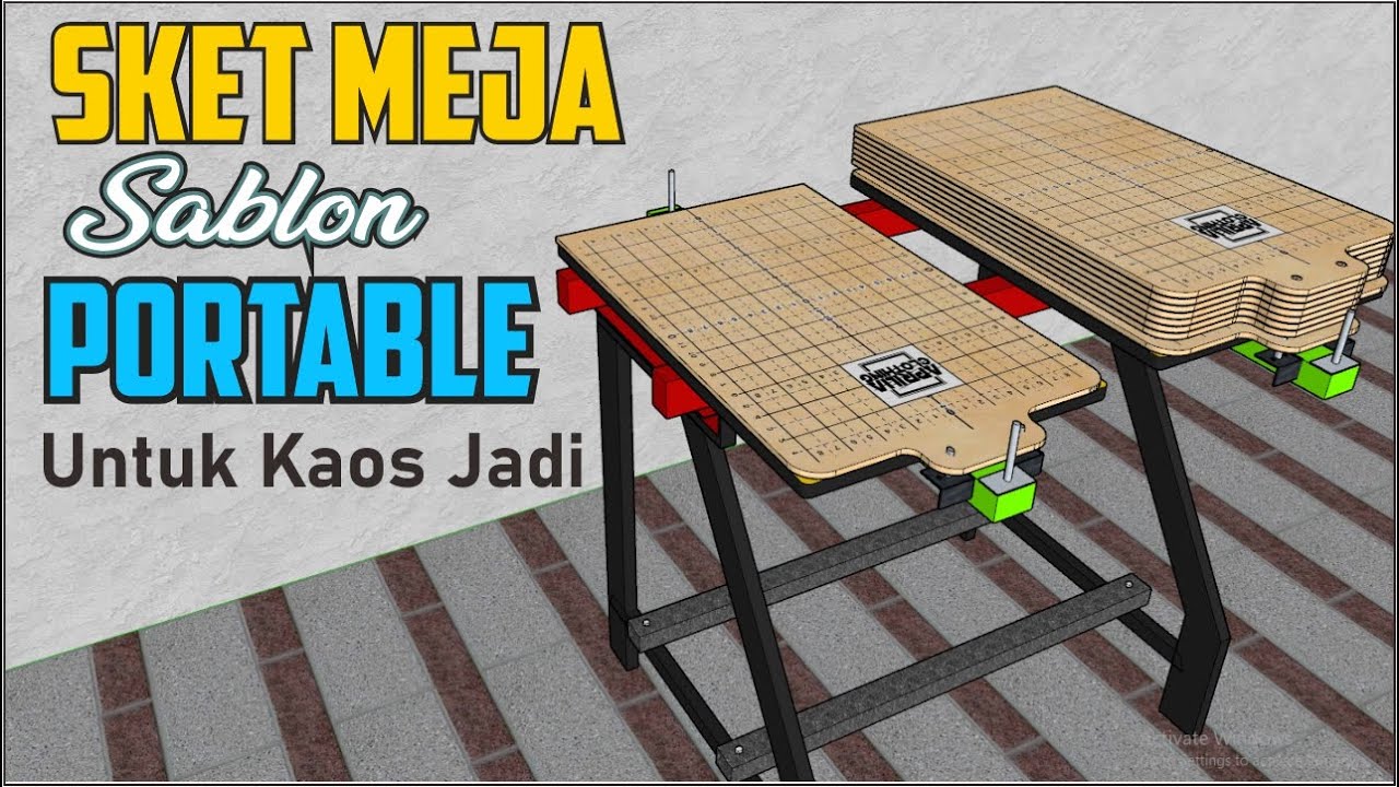 MEJA SABLON PORTABLE KAOS JADI | SKET MEJA PORTABLE