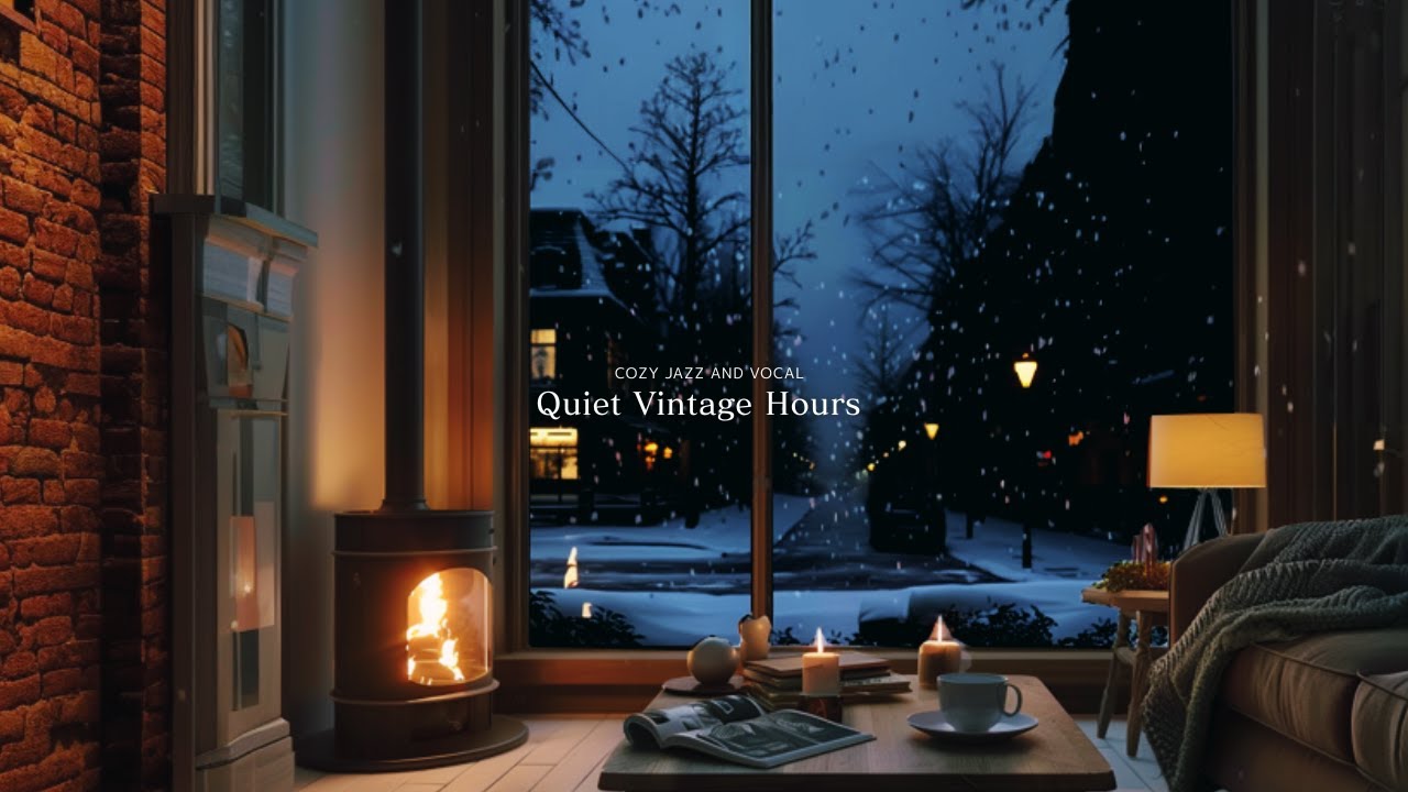 暖炉のそばで、淡い雪の夜にひとり整う時間｜Winter Cafe Jazz｜Quiet Vintage Hours