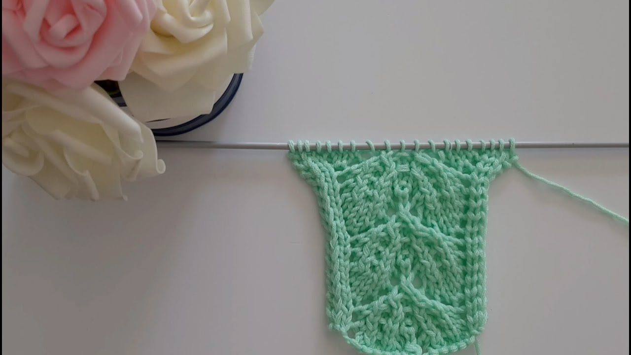 Motivo foglie traforate ai ferri n&deg;12 / LEAF KNITTING PATTERN STITCH