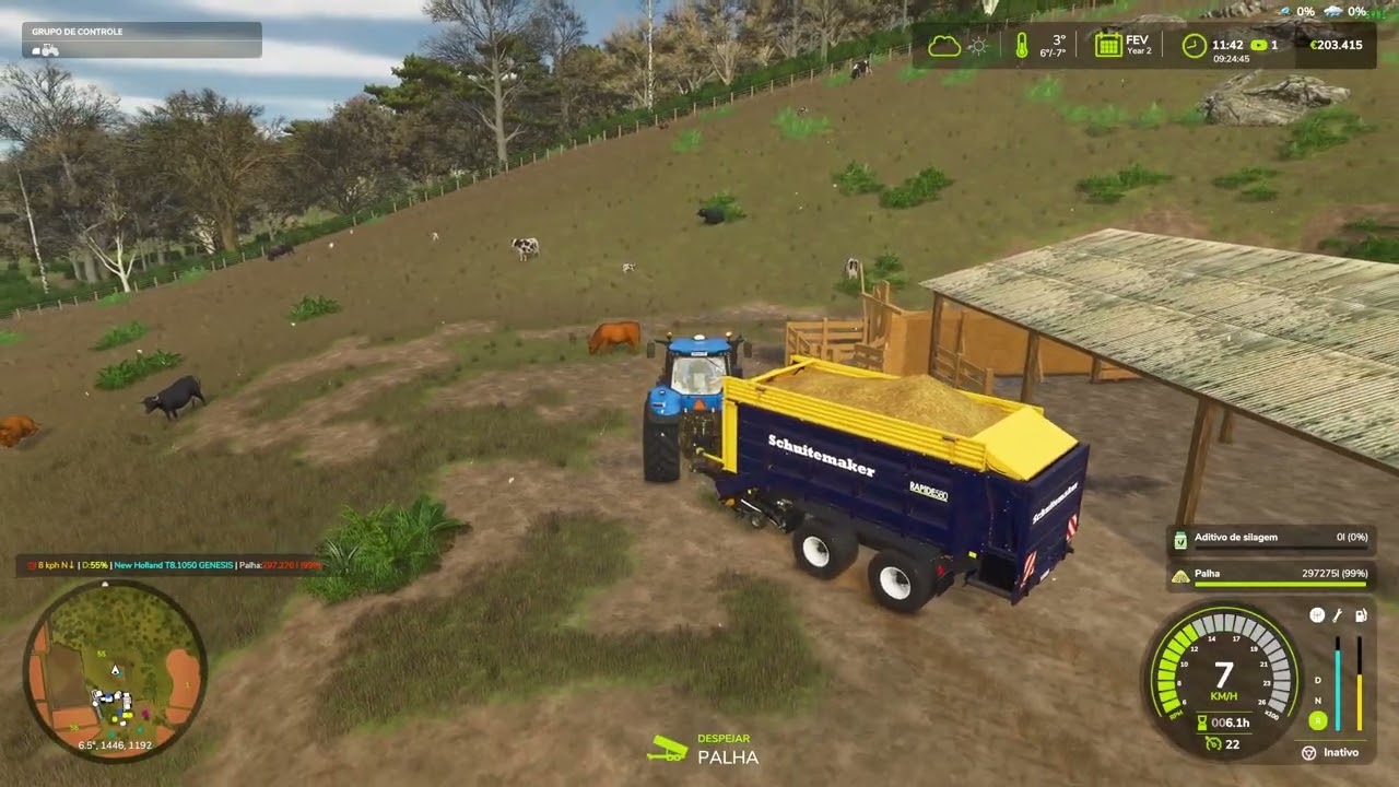 FS 25, RECOLHENDO PALHAS DE ARROZ.