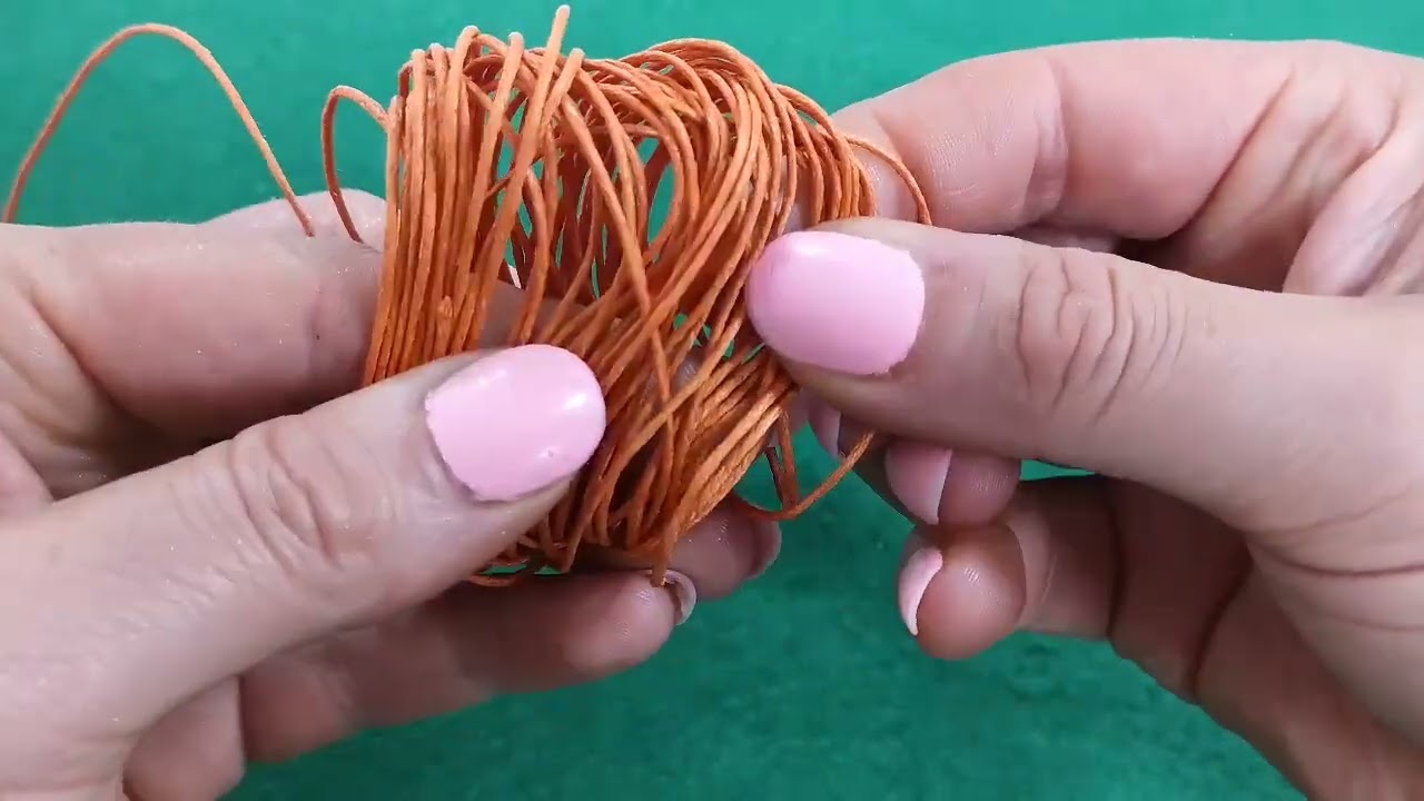 Orange Waxed Cotton String Cord 5M Continuous Length 1mm Thick
