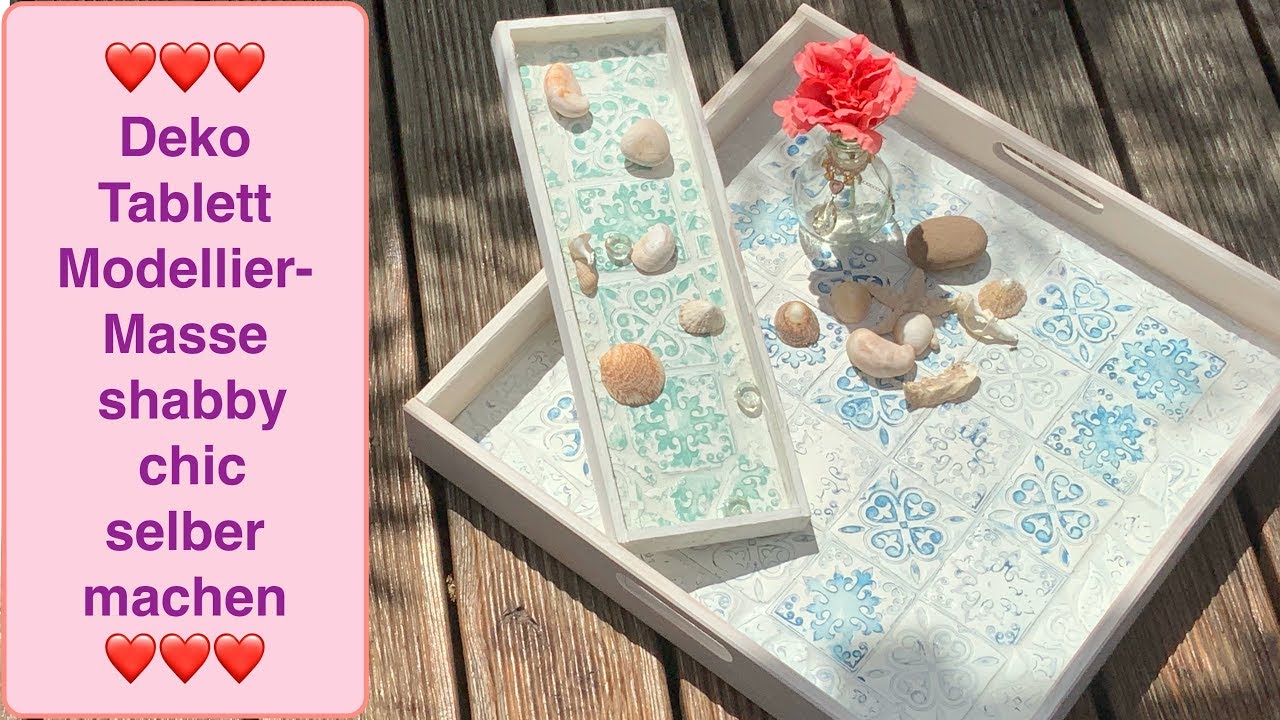 Tutorial Deko Tablett Shabby Chic, Modelliermasse , Materialien aus Action Haul, DIY Inspiration