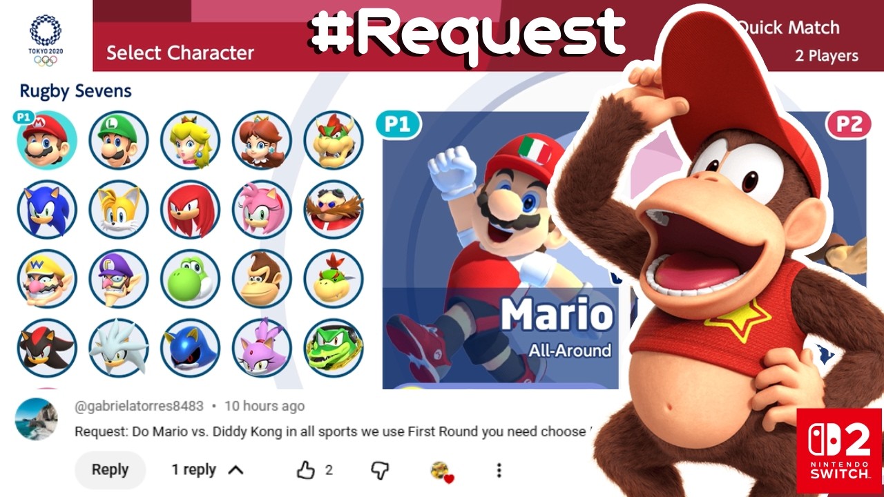 Mario VS Diddy Kong (Donkey Kong) | MARIO AND SONIC AT TOKYO 2020 | Gameplay (2 Players)
