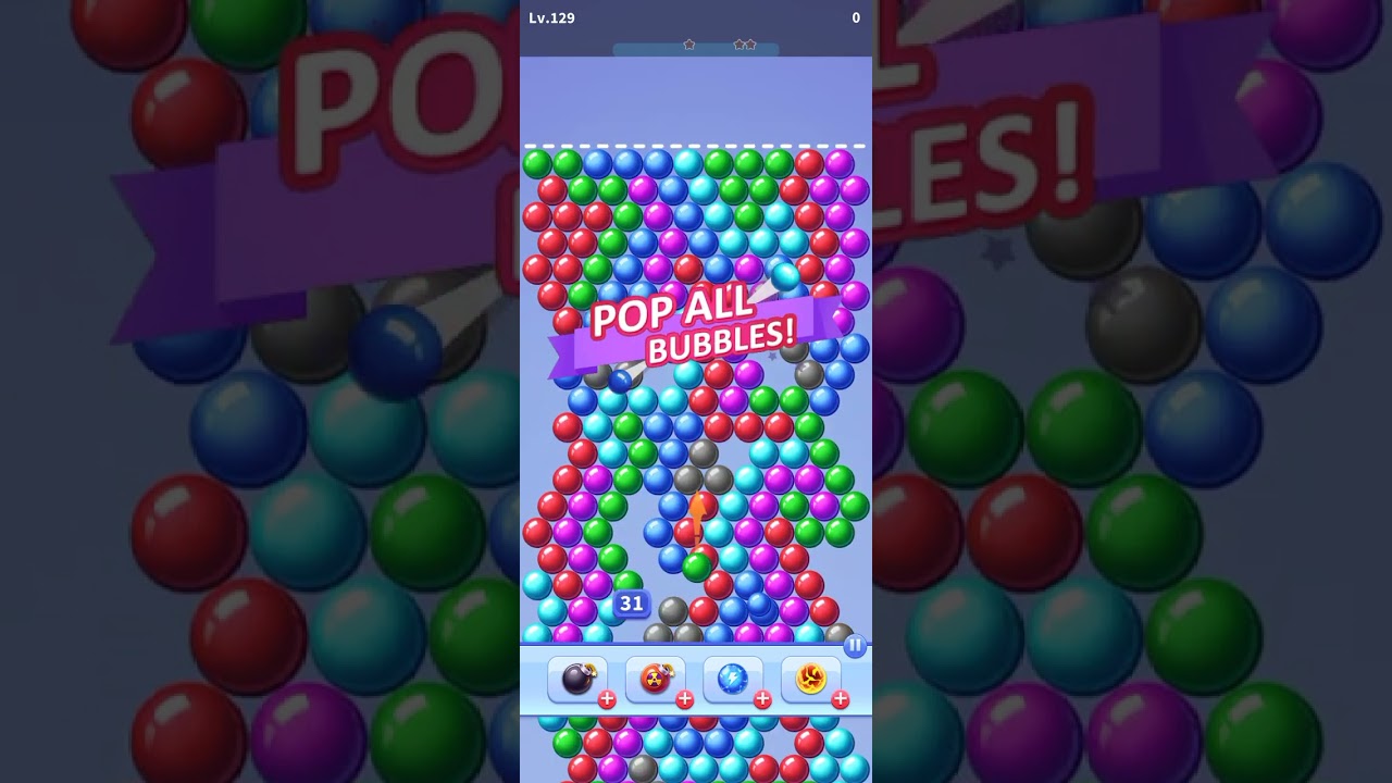 Bubbles game 126 to 129 level finish in one time 