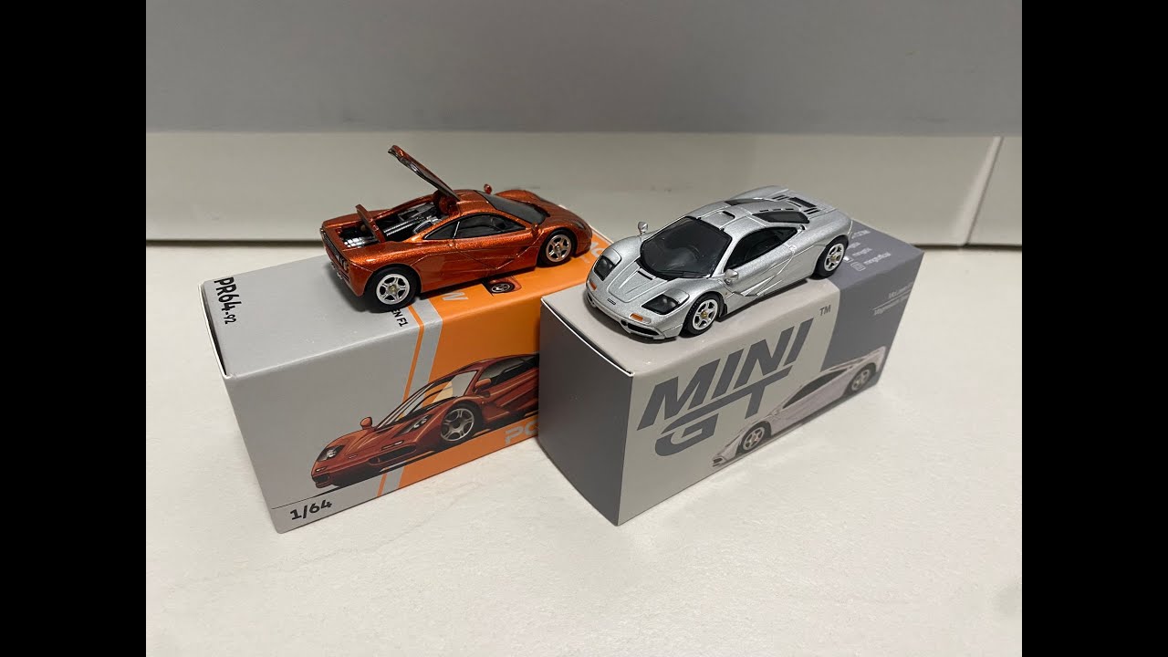 1/64 McLaren F1 Pop Race & Mini GT comparison Unboxing & Review (Silver & Orange)